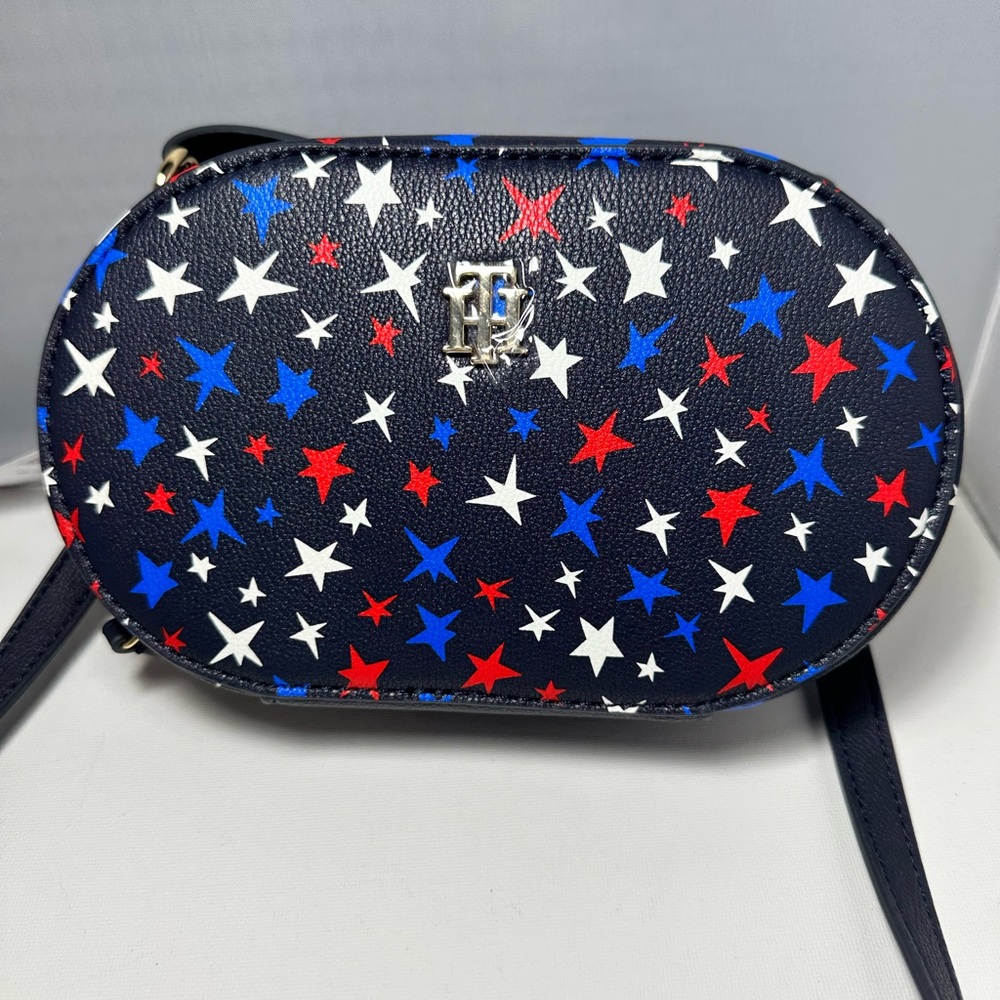 Tommy Hilfiger Blue Red Crossbody Bag with Star Design, nwt,